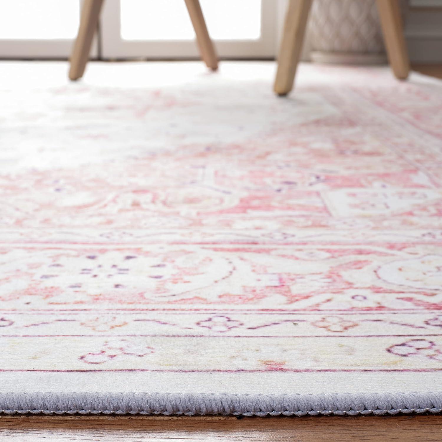 image:imageSAFAVIEH Washable Rug Tucson Collection 9 x 12 Red amp Beige Slip Resistant amp Easy to Clean Ideal for Living Room Bedroom Dining Space TSN107QBeigeRust