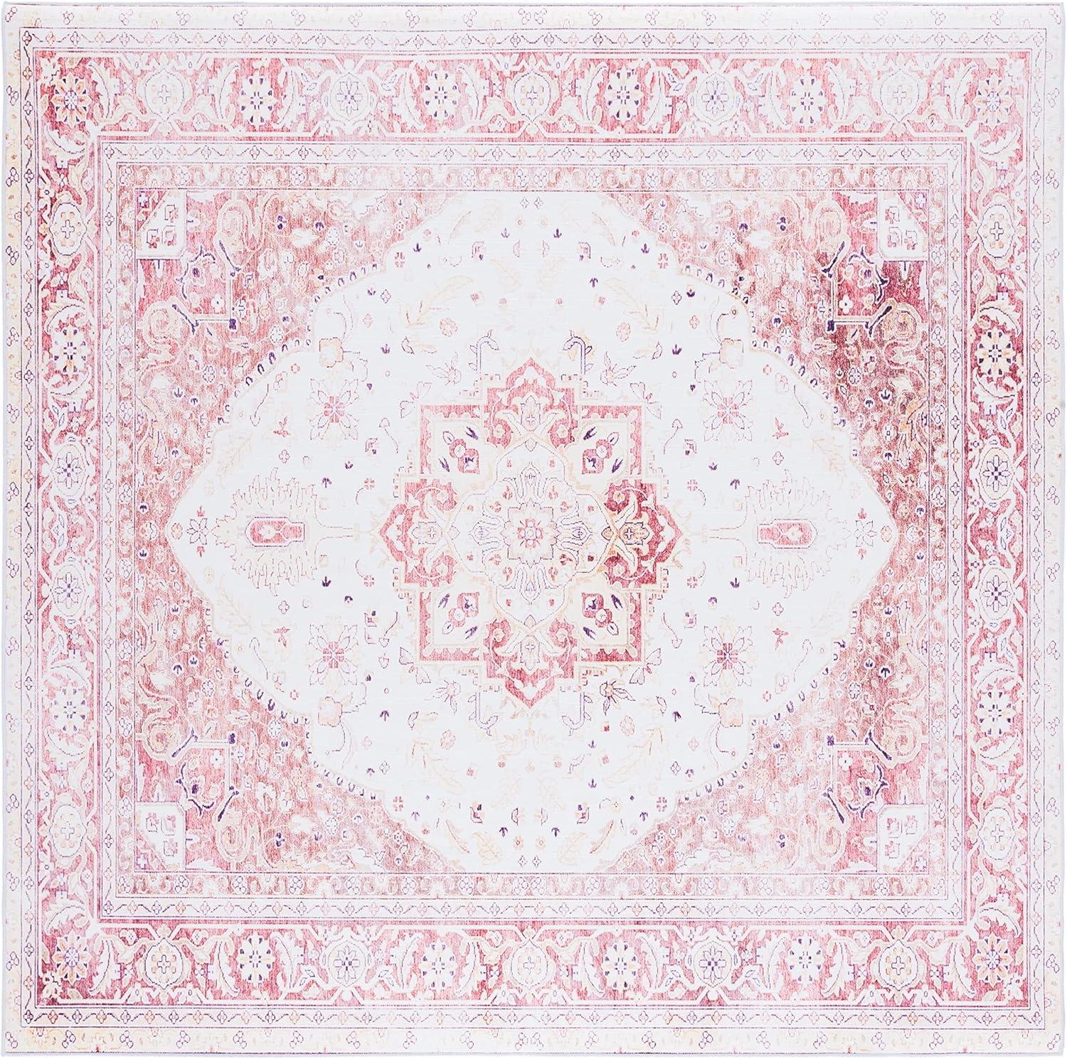 image:imageSAFAVIEH Washable Rug Tucson Collection 9 x 12 Red amp Beige Slip Resistant amp Easy to Clean Ideal for Living Room Bedroom Dining Space TSN107QBeigeRust