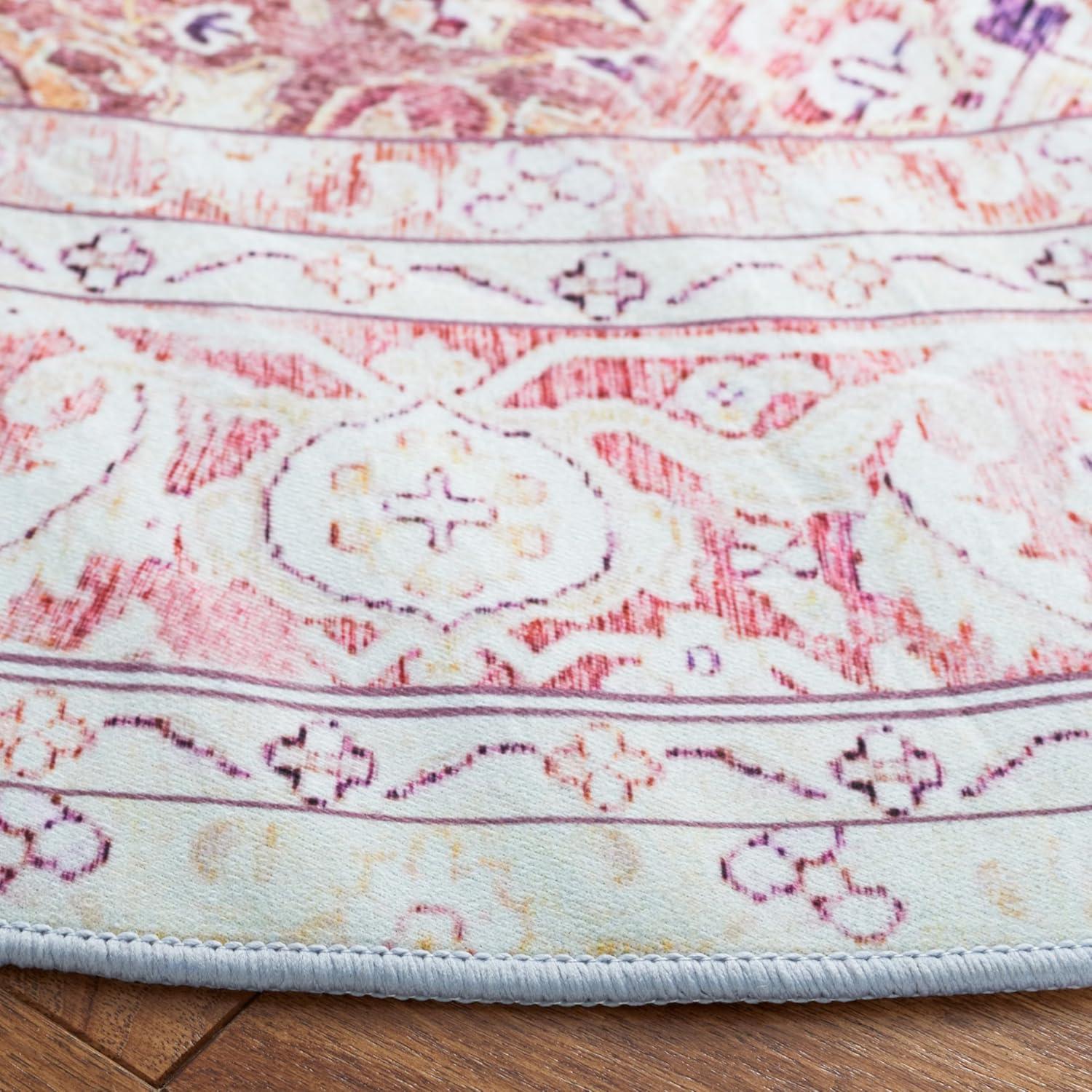 image:imageSAFAVIEH Washable Rug Tucson Collection 9 x 12 Red amp Beige Slip Resistant amp Easy to Clean Ideal for Living Room Bedroom Dining Space TSN107QBeigeRust