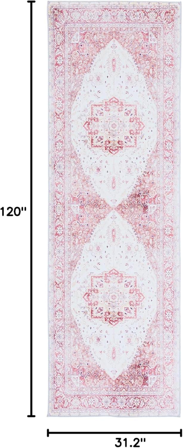 image:imageSAFAVIEH Washable Rug Tucson Collection 9 x 12 Red amp Beige Slip Resistant amp Easy to Clean Ideal for Living Room Bedroom Dining Space TSN107QBeigeRust