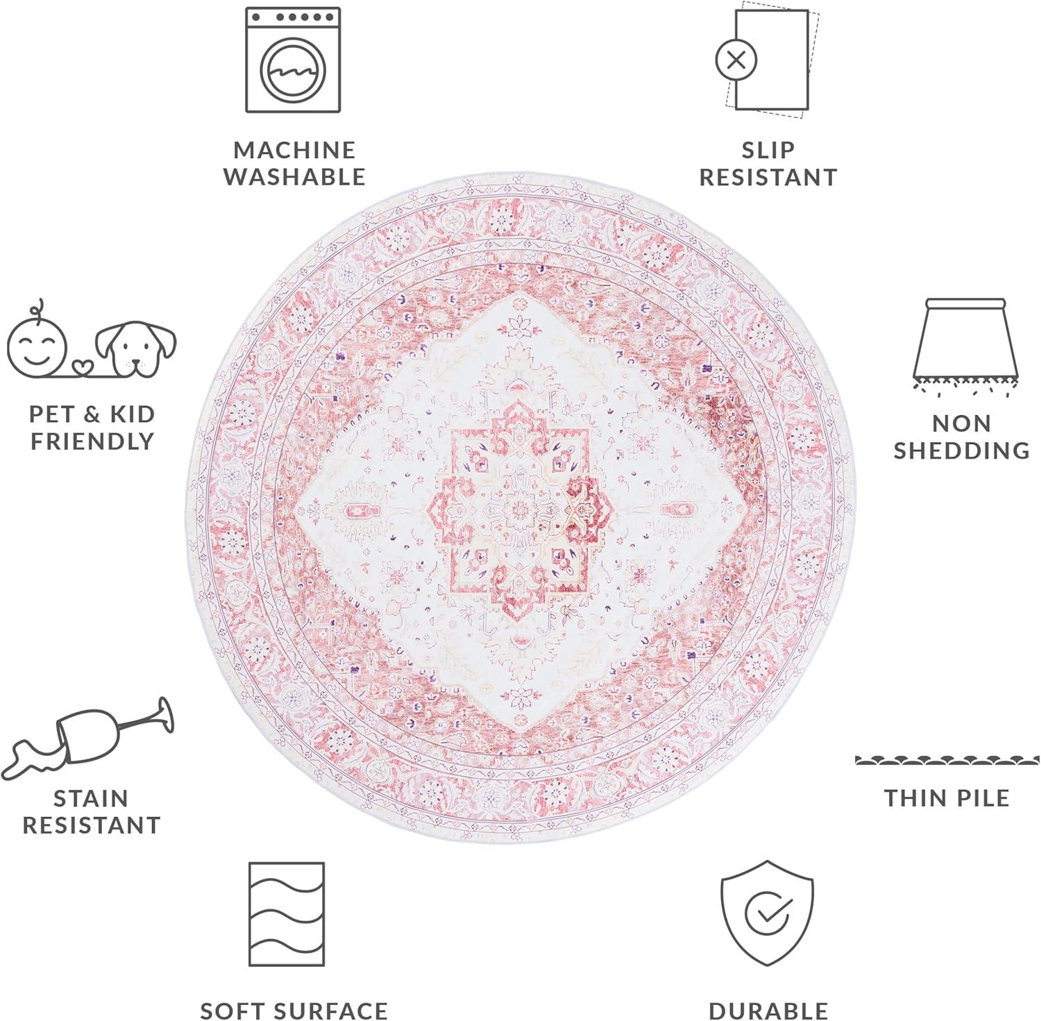 image:imageSAFAVIEH Washable Rug Tucson Collection 9 x 12 Red amp Beige Slip Resistant amp Easy to Clean Ideal for Living Room Bedroom Dining Space TSN107QBeigeRust