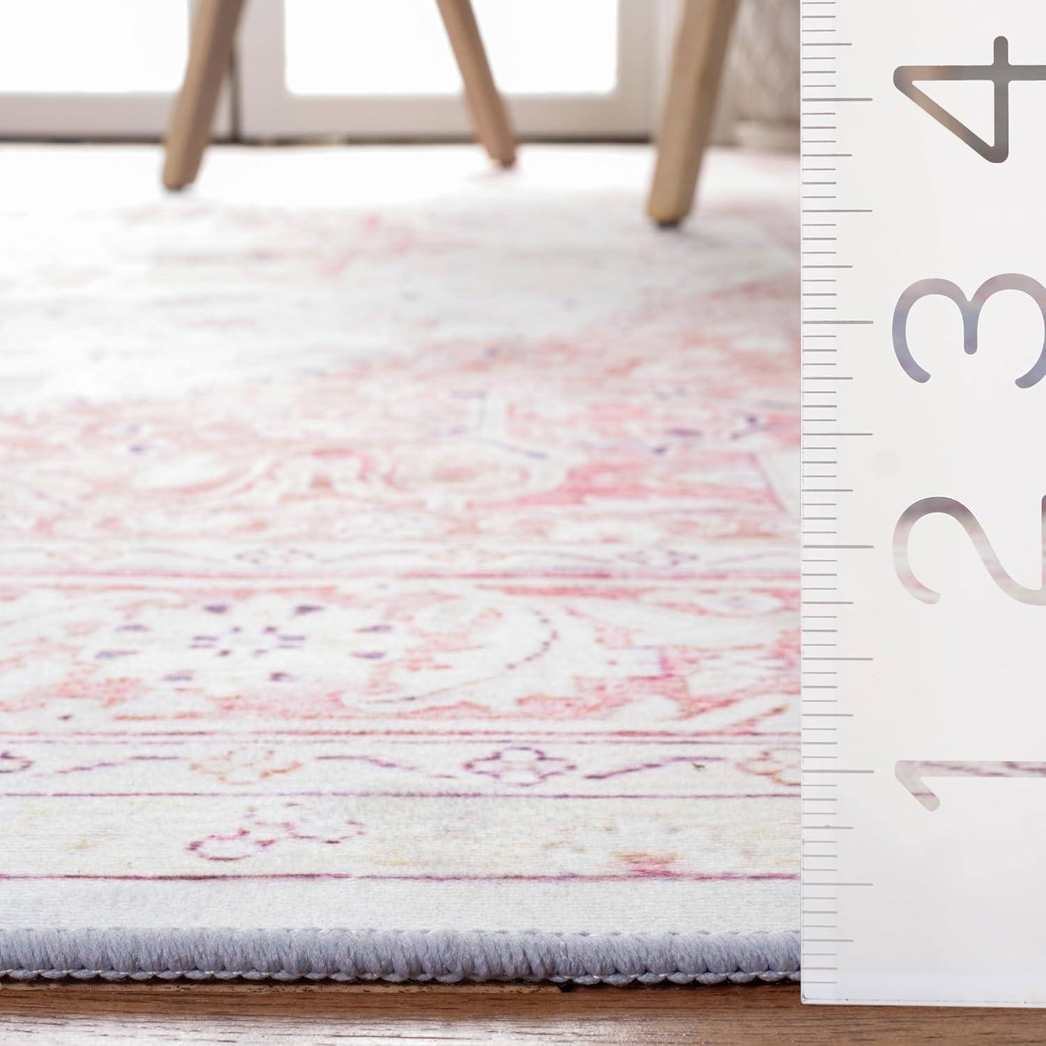 image:imageSAFAVIEH Washable Rug Tucson Collection 9 x 12 Red amp Beige Slip Resistant amp Easy to Clean Ideal for Living Room Bedroom Dining Space TSN107QBeigeRust
