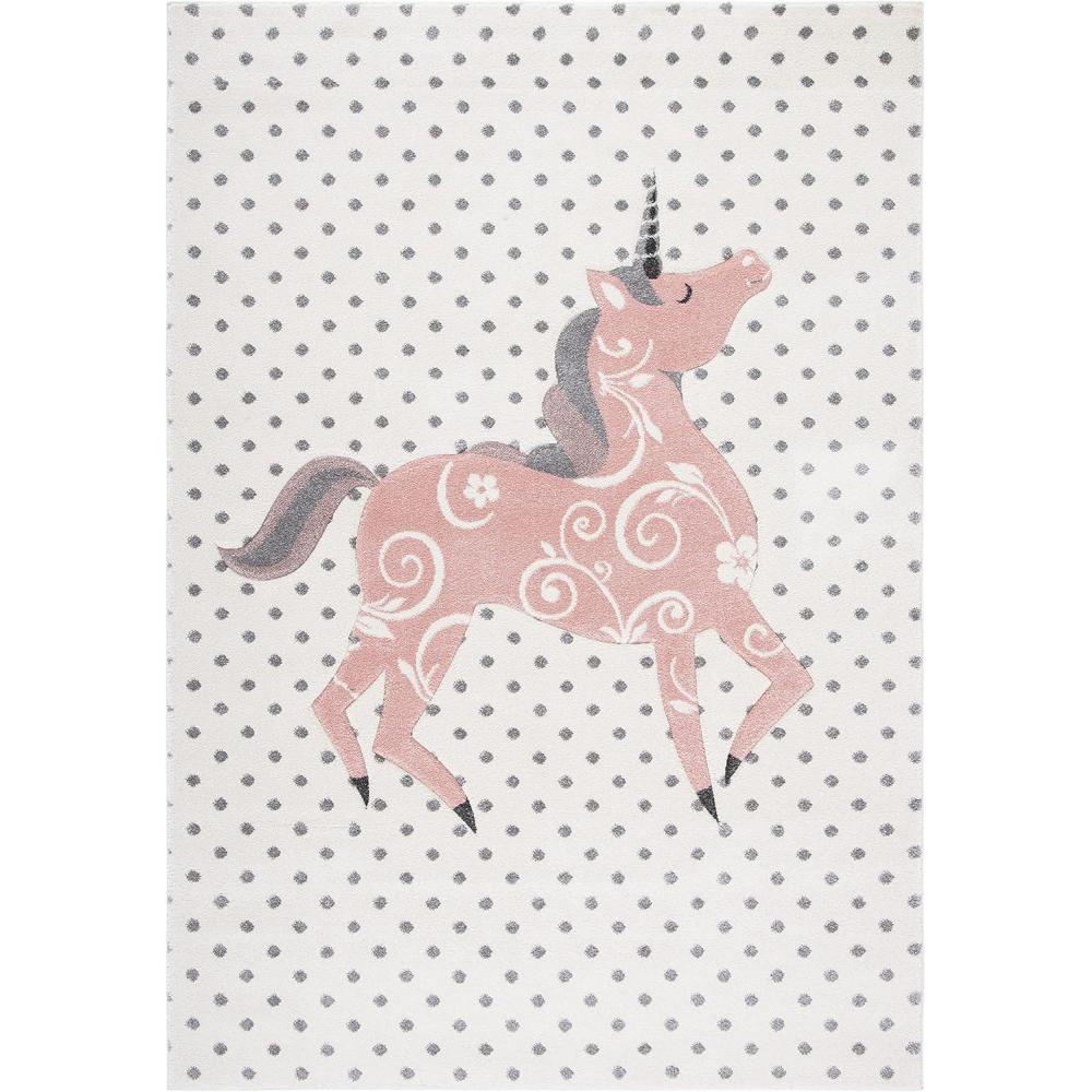 image:imageSAFAVIEH Carousel Kids Collection Area Rug 53 x 76 Pink amp Ivory NonShedding amp Easy Care Ideal for High Traffic Areas for Boys amp Girls in Playroom Nursery Bedroom CRK163PIvory GreyPink