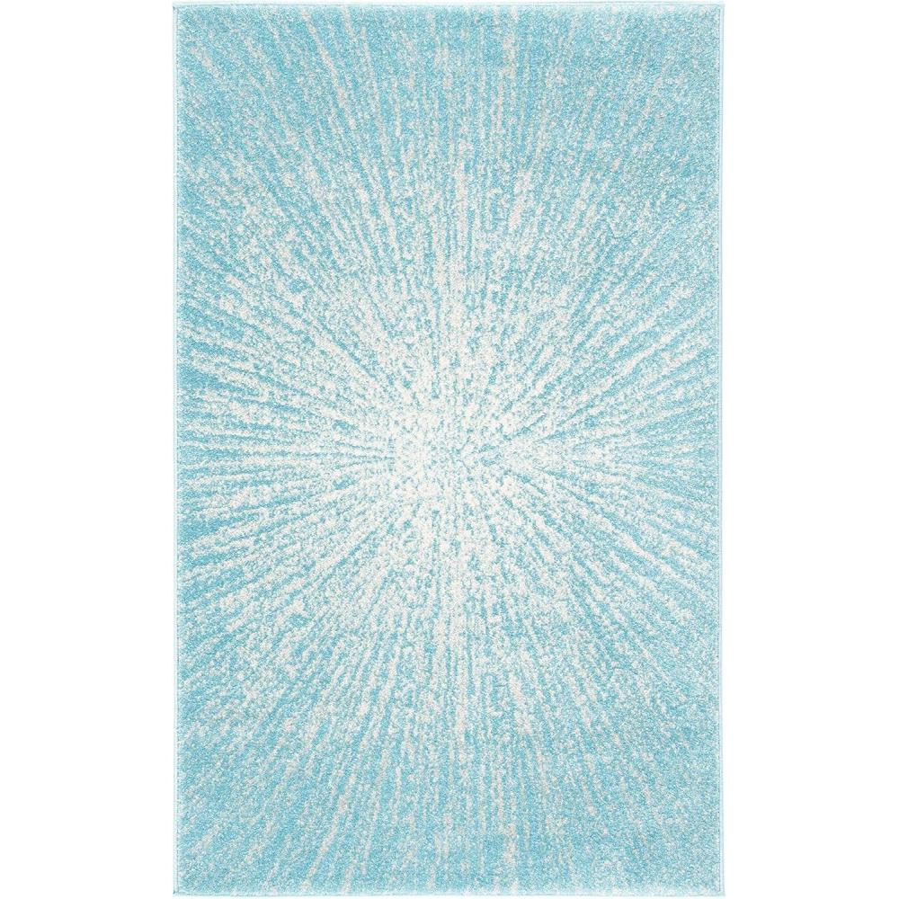 image:imageSAFAVIEH Evoke Collection 51 x 76 FuchsiaCream EVK228R Abstract Burst NonShedding Living Room Bedroom Area RugAquaIvory