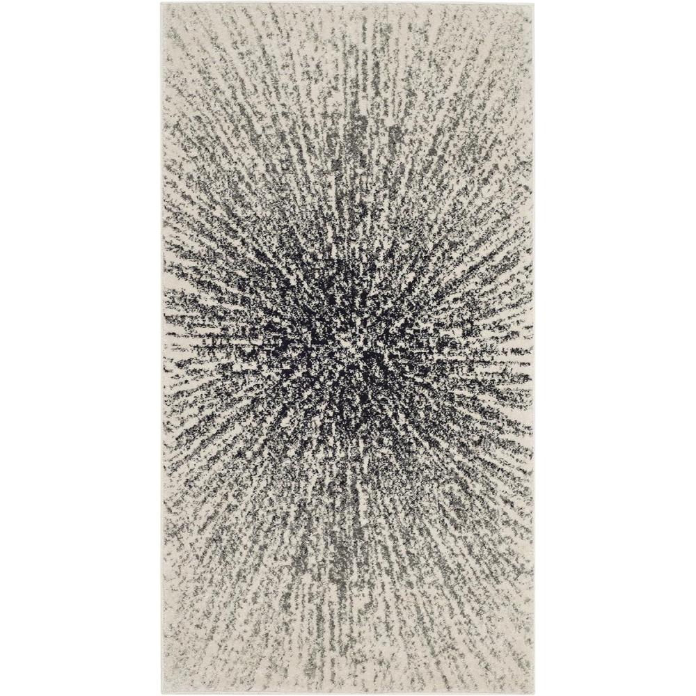 image:imageSAFAVIEH Evoke Collection 51 x 76 FuchsiaCream EVK228R Abstract Burst NonShedding Living Room Bedroom Area RugBlackIvory