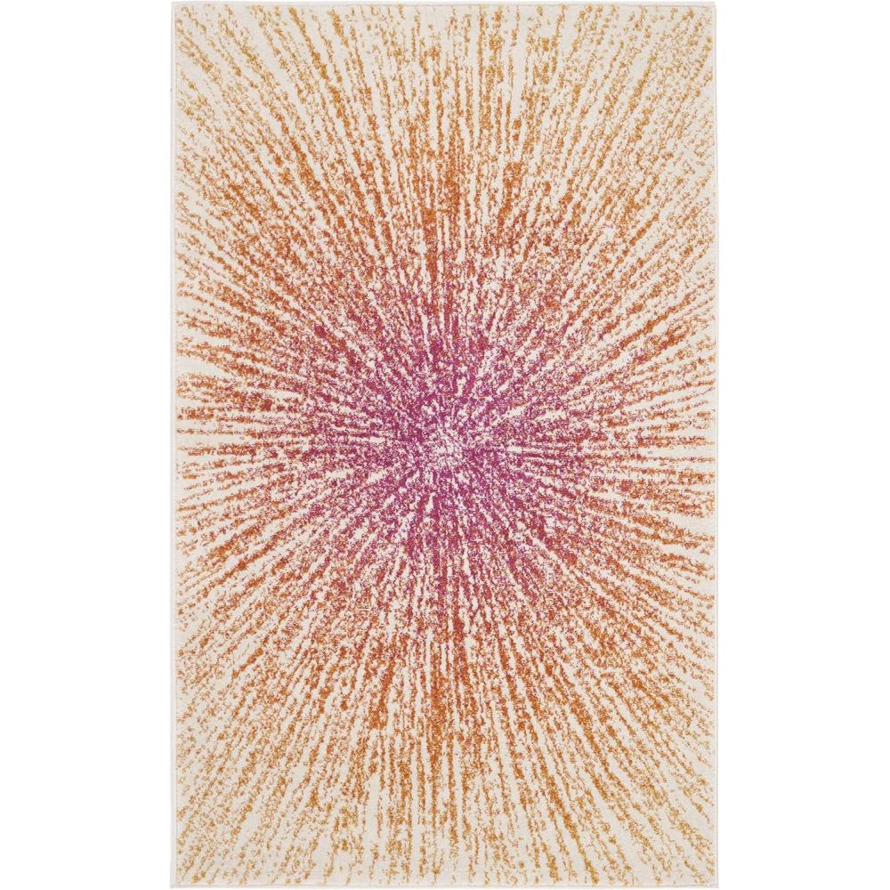 image:imageSAFAVIEH Evoke Collection 51 x 76 FuchsiaCream EVK228R Abstract Burst NonShedding Living Room Bedroom Area RugFuchsiaCream