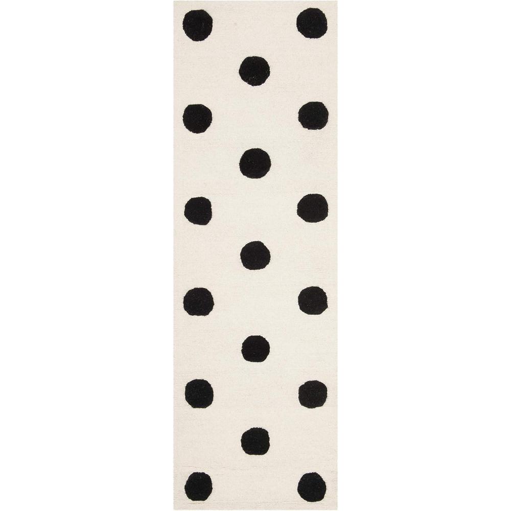 image:imageSAFAVIEH Kids Collection Area Rug  5 x 7 Ivory amp Black Handmade Polka Dot Wool Ideal for High Traffic Areas in Living Room Bedroom SFK904DIvoryBlack