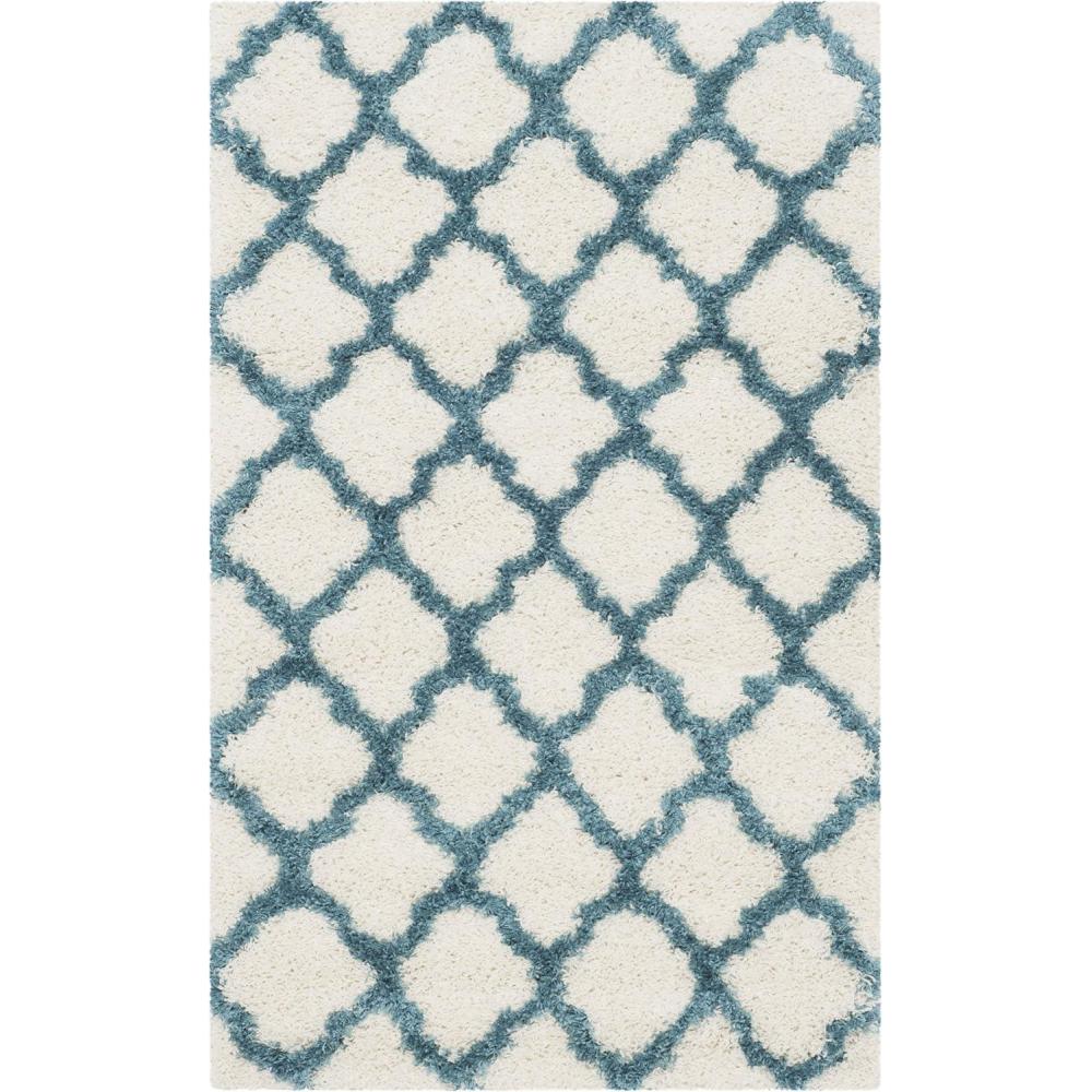 image:imageSAFAVIEH Kids Shag Collection Accent Rug 4 x 6 Ivory amp Multi Rainbow Trellis Design NonShedding amp Easy Care 2inch Thick Ideal for High Traffic Areas in Foyer Living Room Bedroom SGK569AIvoryBlue