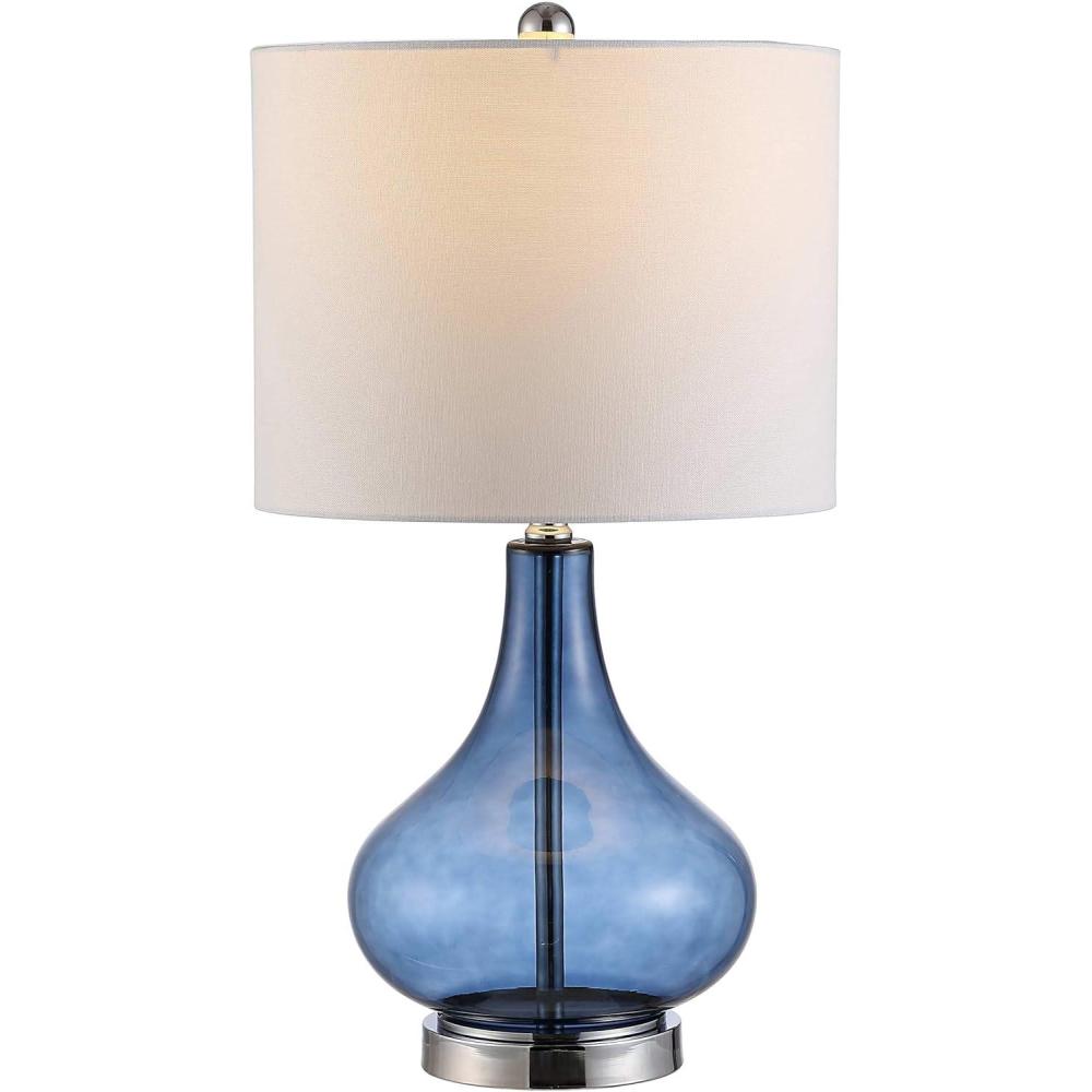 image:imageSAFAVIEH Lighting Collection  Brooks Modern Clear Glass 24Inch Table Lamp LED Bulb Included Bedroom Living Room Home Office Nightstand Desk TBL4254CBlue