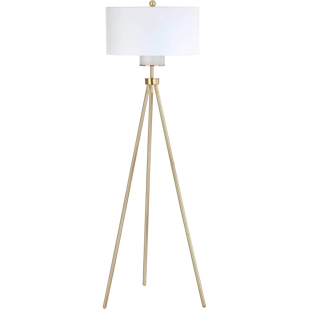 image:imageSAFAVIEH Lighting Collection Enrica Brass Gold Tripod Leg 66Inch Floor Lamp Contemporary Sculptural Design FLL4008A
