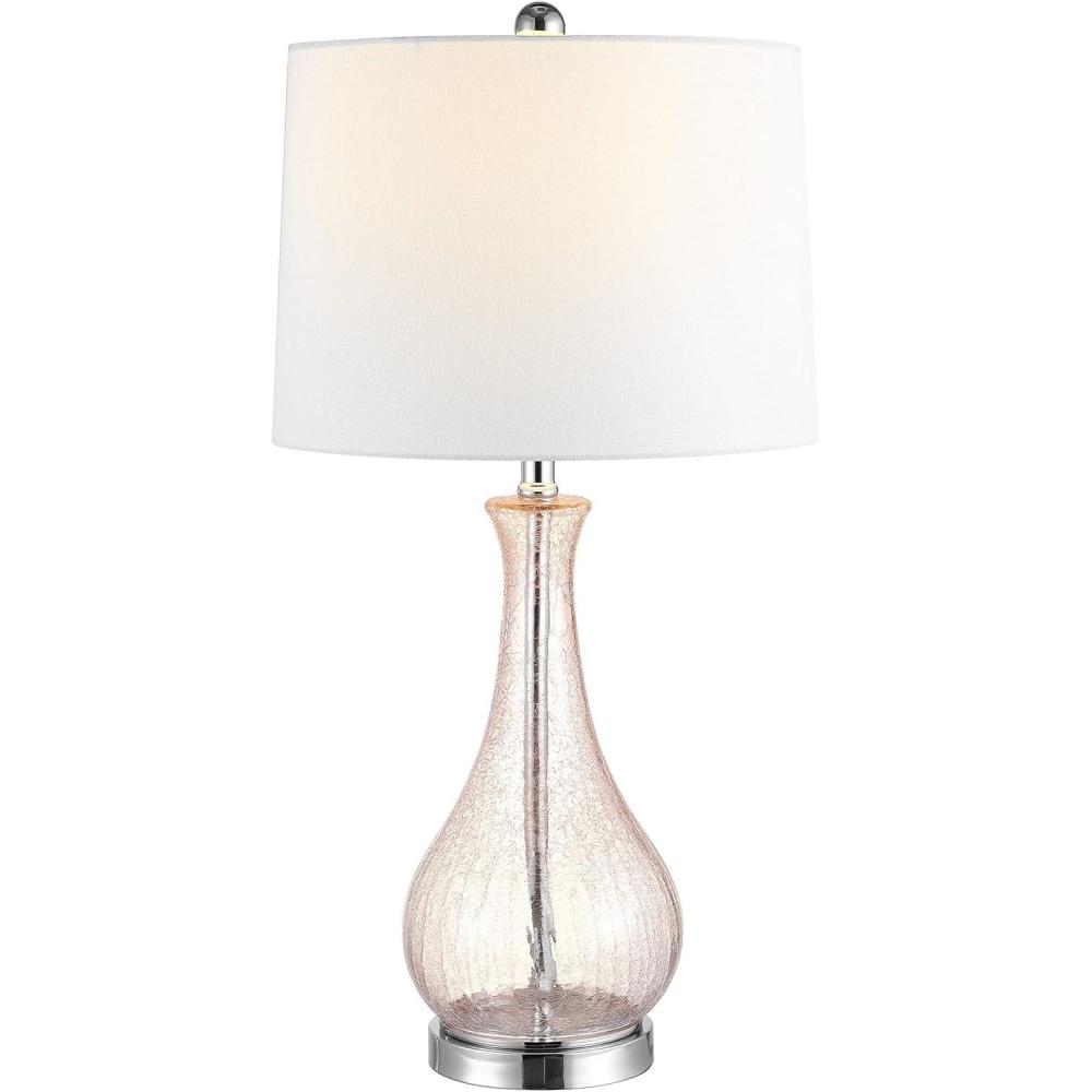 image:imageSAFAVIEH Lighting Collection  Finnley Modern Amber Crackle Glass 28Inch Table Lamp LED Bulb Included Bedroom Living Room Home Office Nightstand Desk TBL4206BBlush