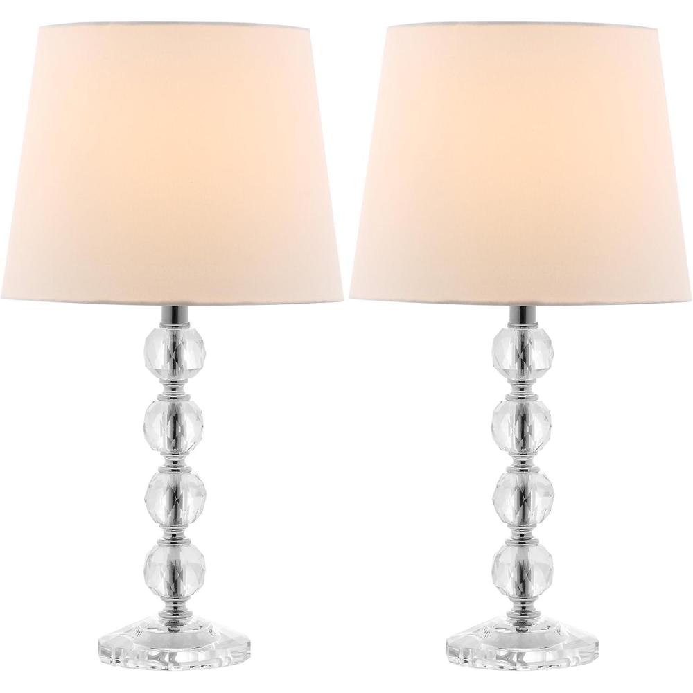 image:imageSAFAVIEH Lighting Collection  Nola Set of 2 Modern Glam Stacked Crystal Ball 16Inch Table Lamps LED Bulbs Included Bedroom Living Room Home Office LIT4123CSET2ClearWhite  Set of 2