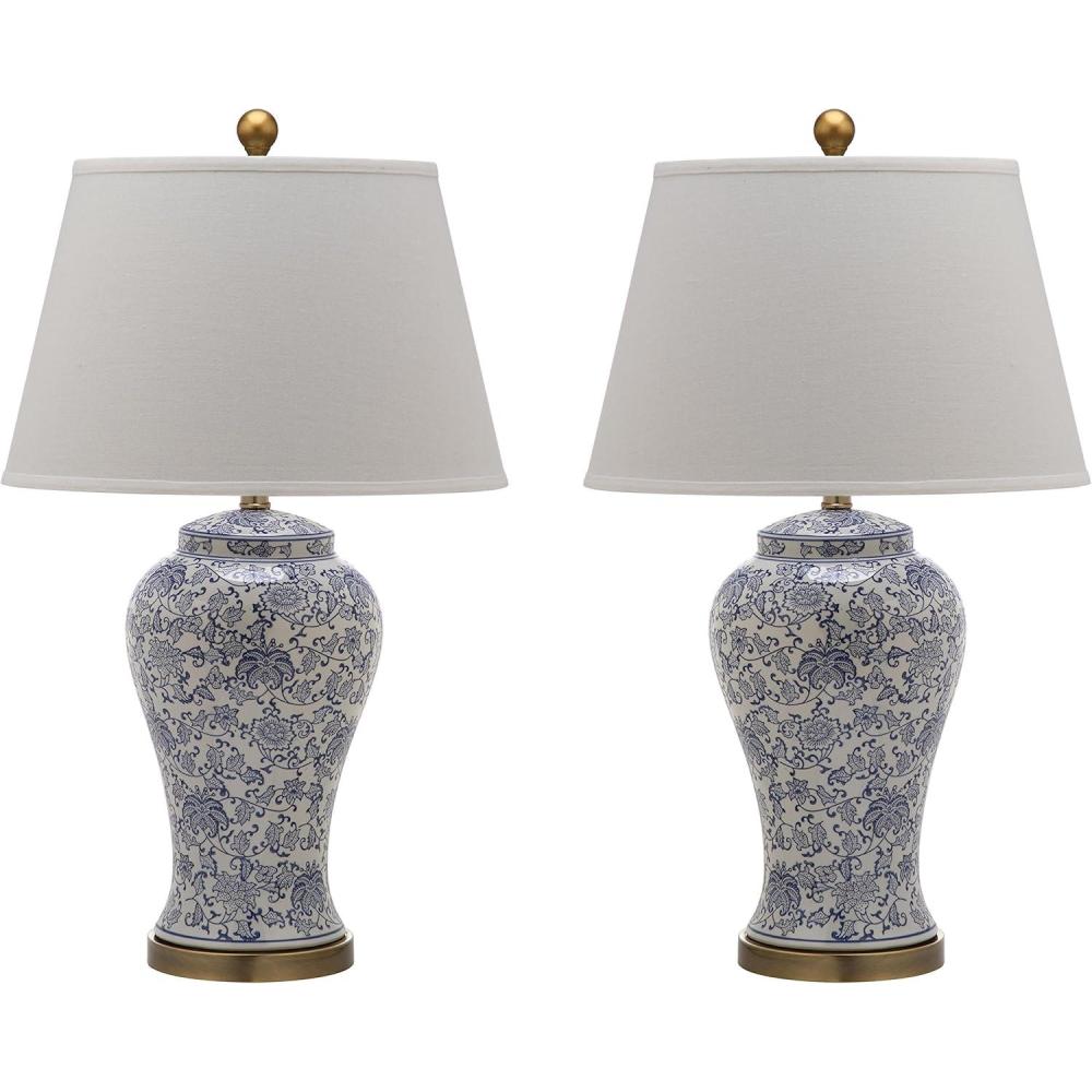 image:imageSAFAVIEH Lighting Collection  Spring Blossom Set of 2 Blue amp White Floral Chinoiserie Table Lamps 29Inch Ceramic Lamps for Bedroom Living Room Home Office LIT4170BSET2Multi  Set of 2