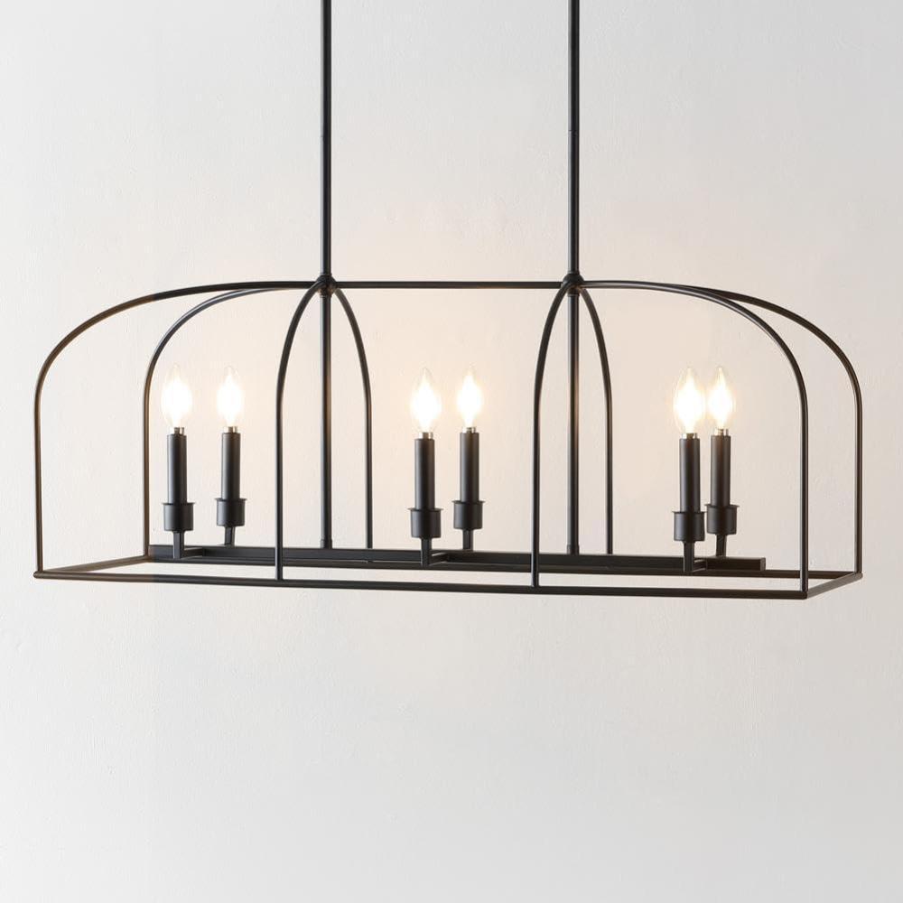 image:imageSAFAVIEH Lighting Collection Bryndan Black 6Light Adjustable Chandelier Linear Light Fixture Ideal for Dining Room Kitchen Island Foyer Entryway LED Bulbs Included