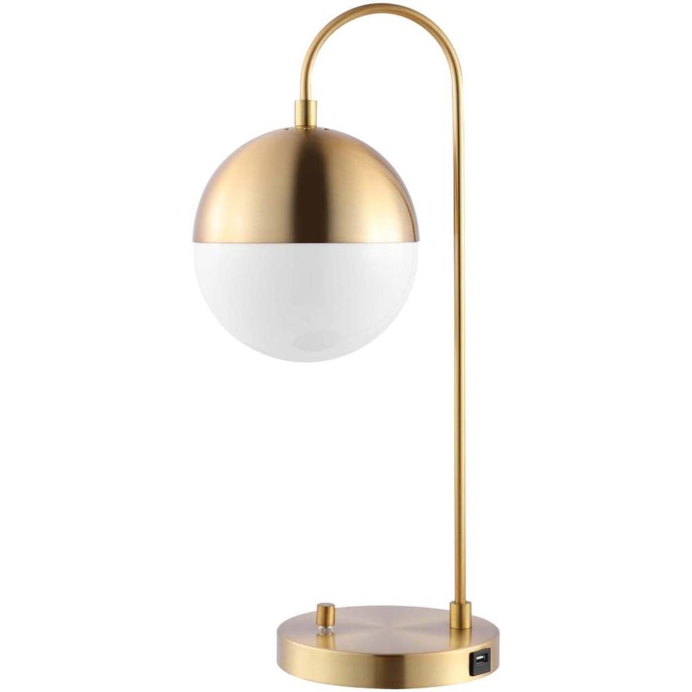 image:imageSAFAVIEH Lighting Collection Cappi Modern Black Orb 21inch Bedroom Living Room Home Office Desk Dorm Study Nightstand Task Table Lamp LED Bulb IncludedBrass  with USB