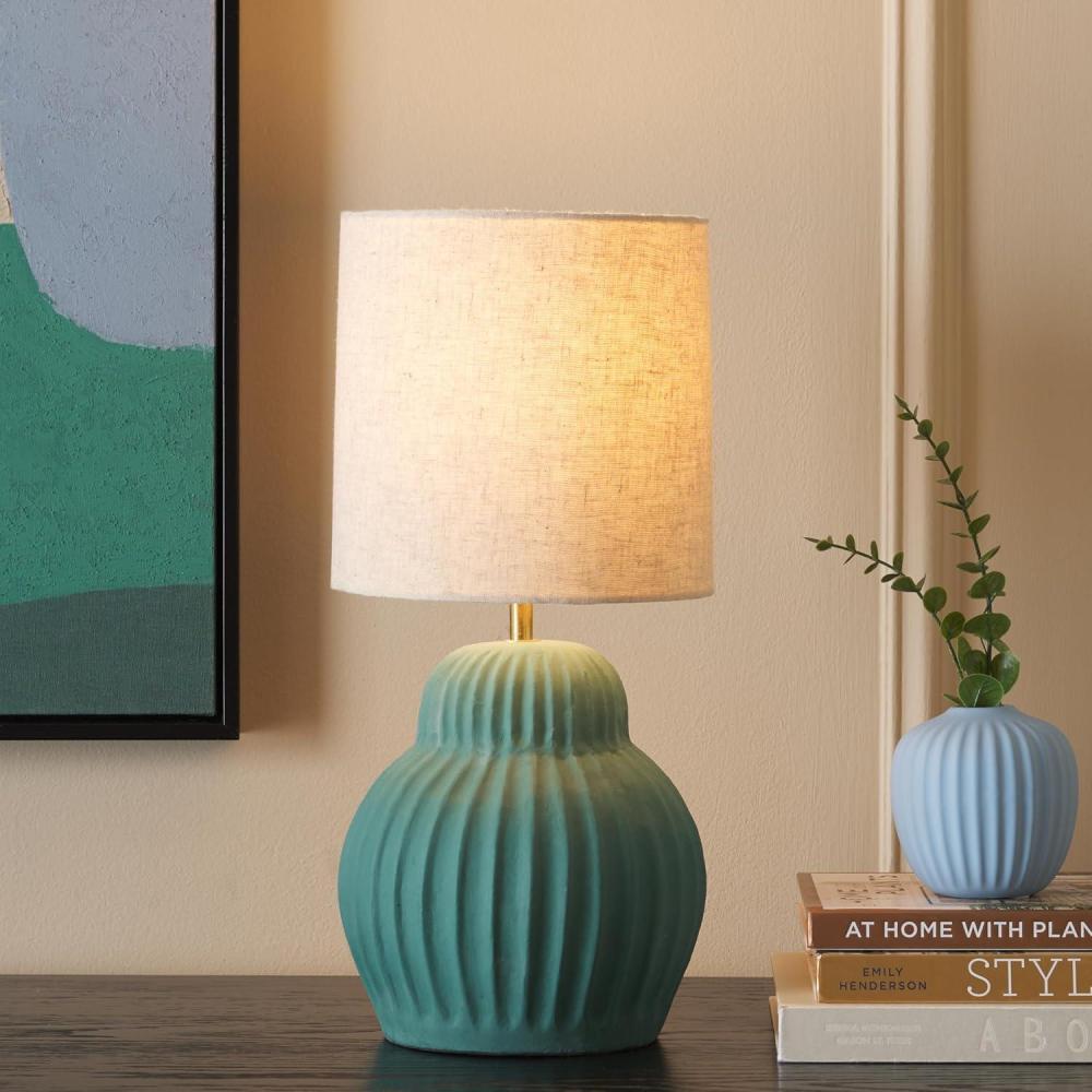 image:imageSAFAVIEH Lighting Collection Destryn Green 18inch Table Lamp LED Bulb Included