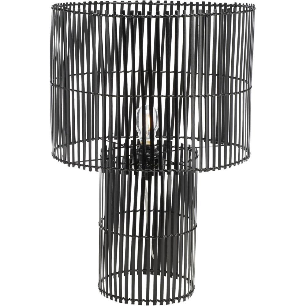 image:imageSAFAVIEH Lighting Collection Elara Rattan Natural 25inch Table Lamp LED Bulb IncludedBlack