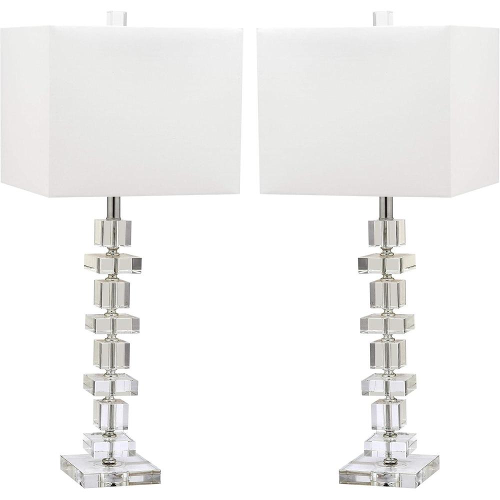 image:imageSAFAVIEH Lighting Collection Modern Deco 28inch Bedroom Living Room Home Office Desk Nightstand Table Lamp Set of 2 LED Bulbs IncludedCrystal