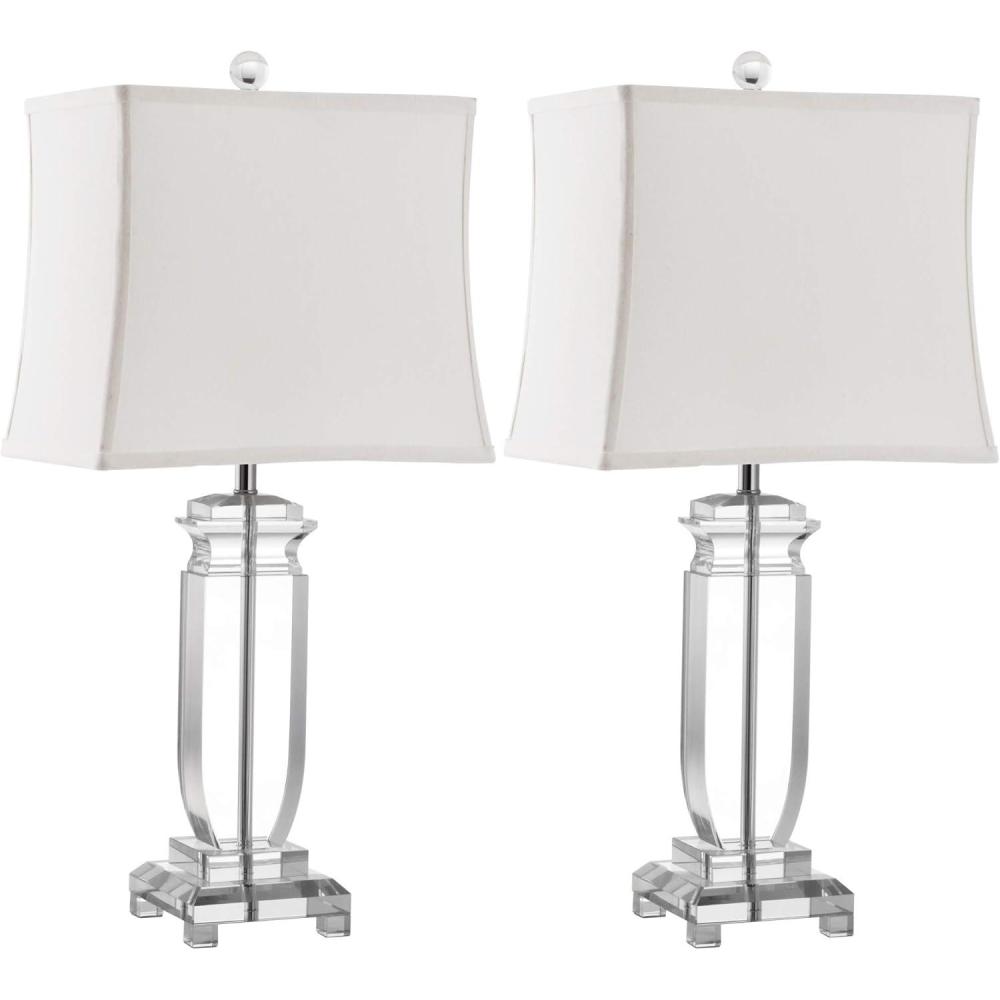 image:imageSAFAVIEH Lighting Collection Olympia Crystal 24inch Bedroom Living Room Home Office Desk Nightstand Table Lamp Set of 2 LED Bulbs Included