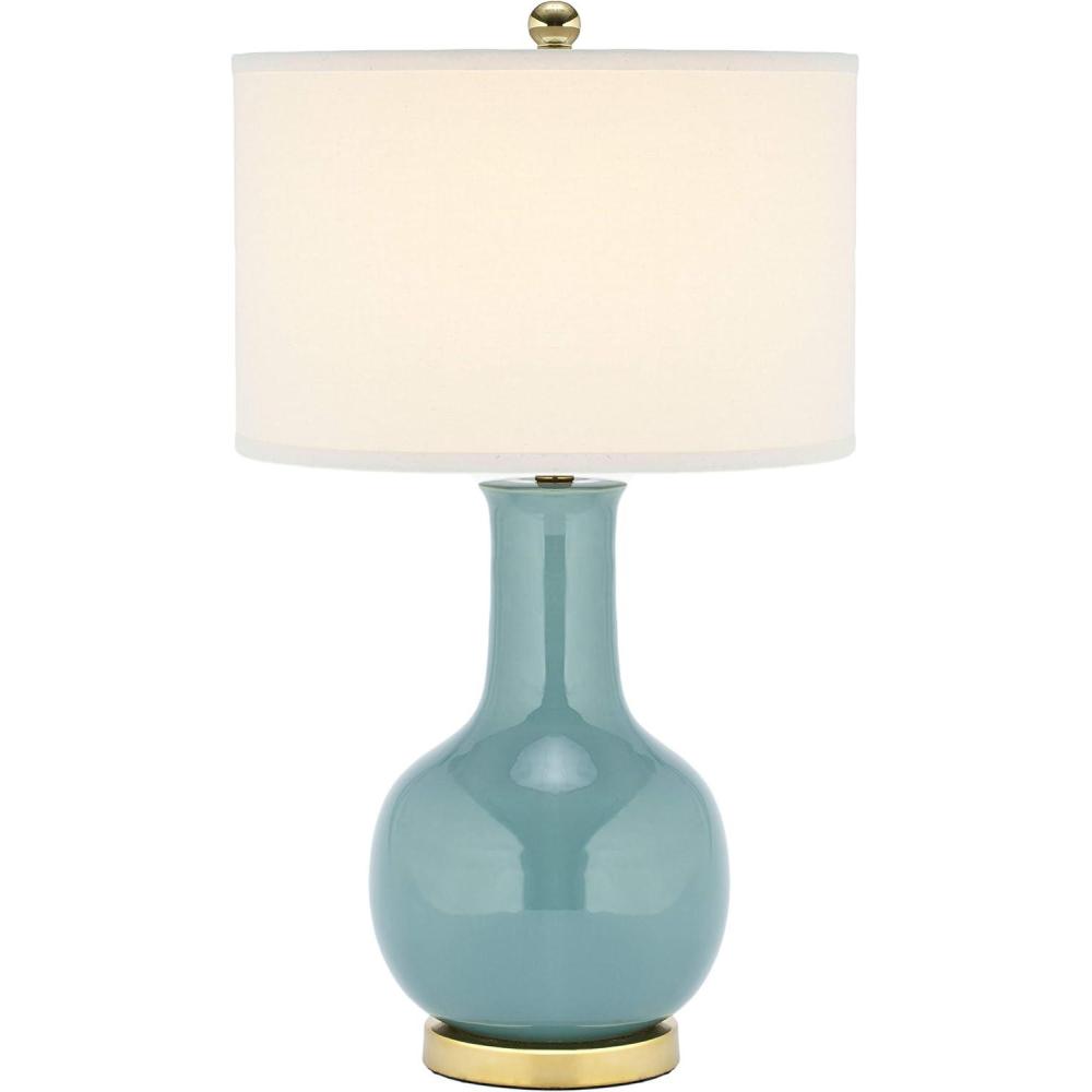 image:imageSAFAVIEH Lighting Collection Paris Modern Royal Blue Ceramic 28inch Bedroom Living Room Home Office Desk Nightstand Table Lamp LED Bulb IncludedLight Blue