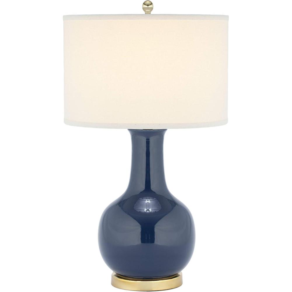 image:imageSAFAVIEH Lighting Collection Paris Modern Royal Blue Ceramic 28inch Bedroom Living Room Home Office Desk Nightstand Table Lamp LED Bulb IncludedNavy