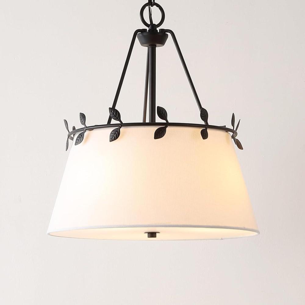image:imageSAFAVIEH Lighting Collection Samora Farmhouse WhiteBlack 3Light Adjustable Pendant Chandelier Hanging Light Fixture Ideal for Dining Room Kitchen Island Foyer Entryway LED Bulbs Included