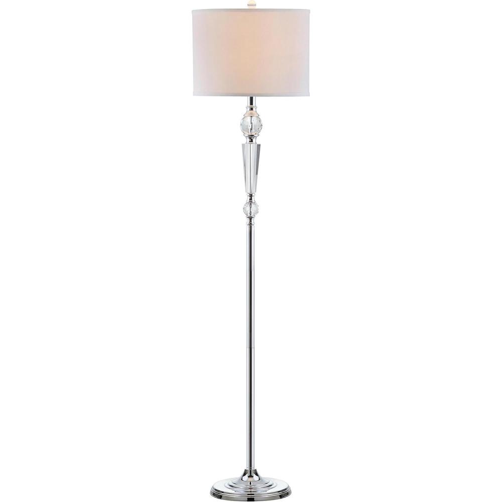 image:imageSAFAVIEH Lighting Collection Savannah Clear Crystal Chrome 60inch Living Room Bedroom Home Office Standing Floor Lamp LED Bulb Included