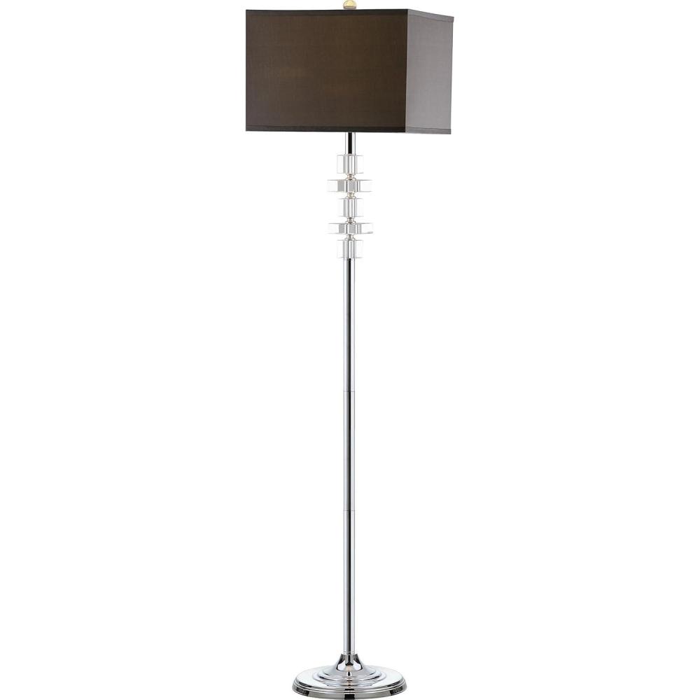 image:imageSAFAVIEH Lighting Collection Times Square Modern Clear Crystal Chrome 60inch Living Room Bedroom Home Office Standing Floor Lamp LED Bulb Included