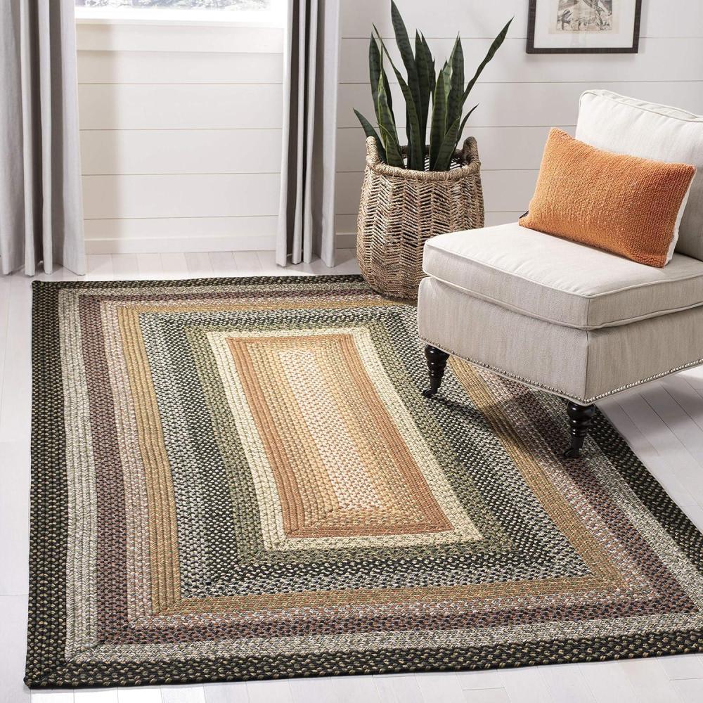 image:imageSAFAVIEH Washable Rug Outdoor Braided Collection 5 x 8 Oval Multi Handmade amp Reversible NonShedding amp Easy to Clean Ideal for Patio Backyard Mudroom BRD308AMulti Color