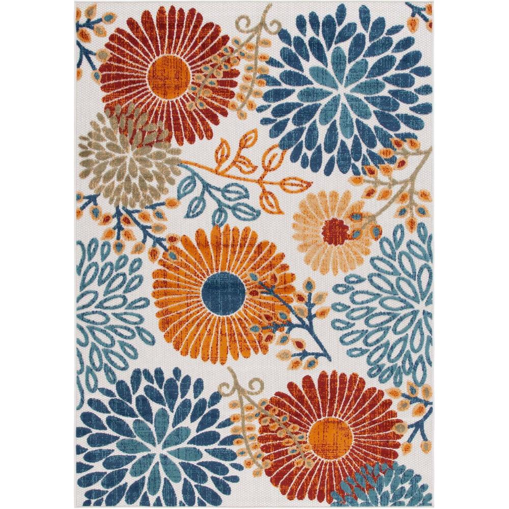 image:imageSAFAVIEH Washable Rug Outdoor Cabana Collection  4 Square Cream amp Red NonShedding amp Easy to Clean Ideal for Patio Backyard Mudroom CBN832ACremeRed