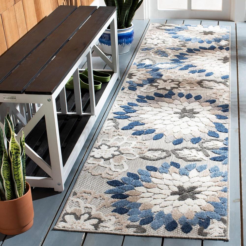image:imageSAFAVIEH Washable Rug Outdoor Cabana Collection 53 x 77 Ivory amp Orange NonShedding amp Easy to Clean Ideal for Patio Backyard Mudroom CBN391AGreyBlue
