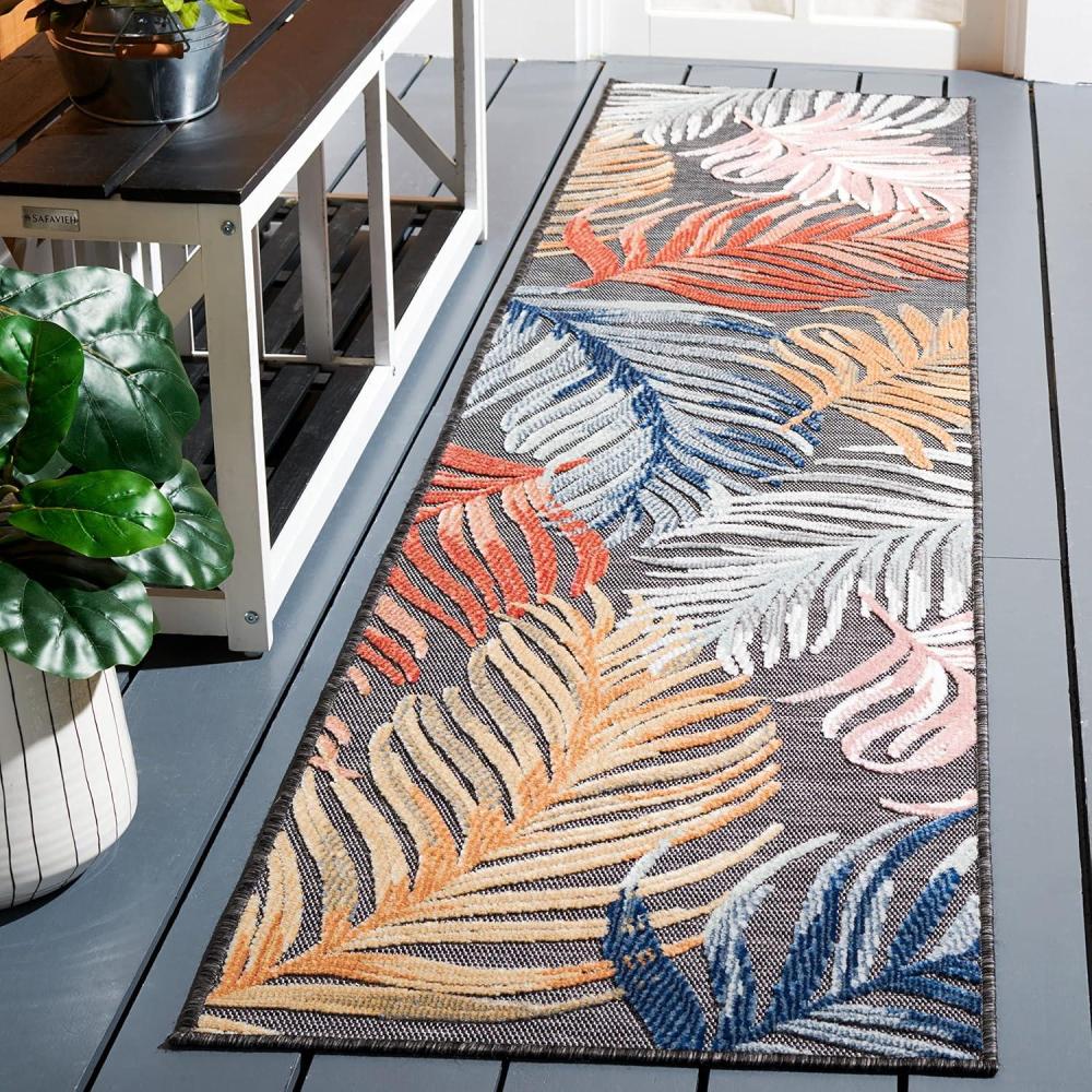 image:imageSAFAVIEH Washable Rug Outdoor Cabana Collection 8 x 10 Black amp Rust NonShedding amp Easy to Clean Ideal for Patio Backyard Mudroom CBN445HBlackRust