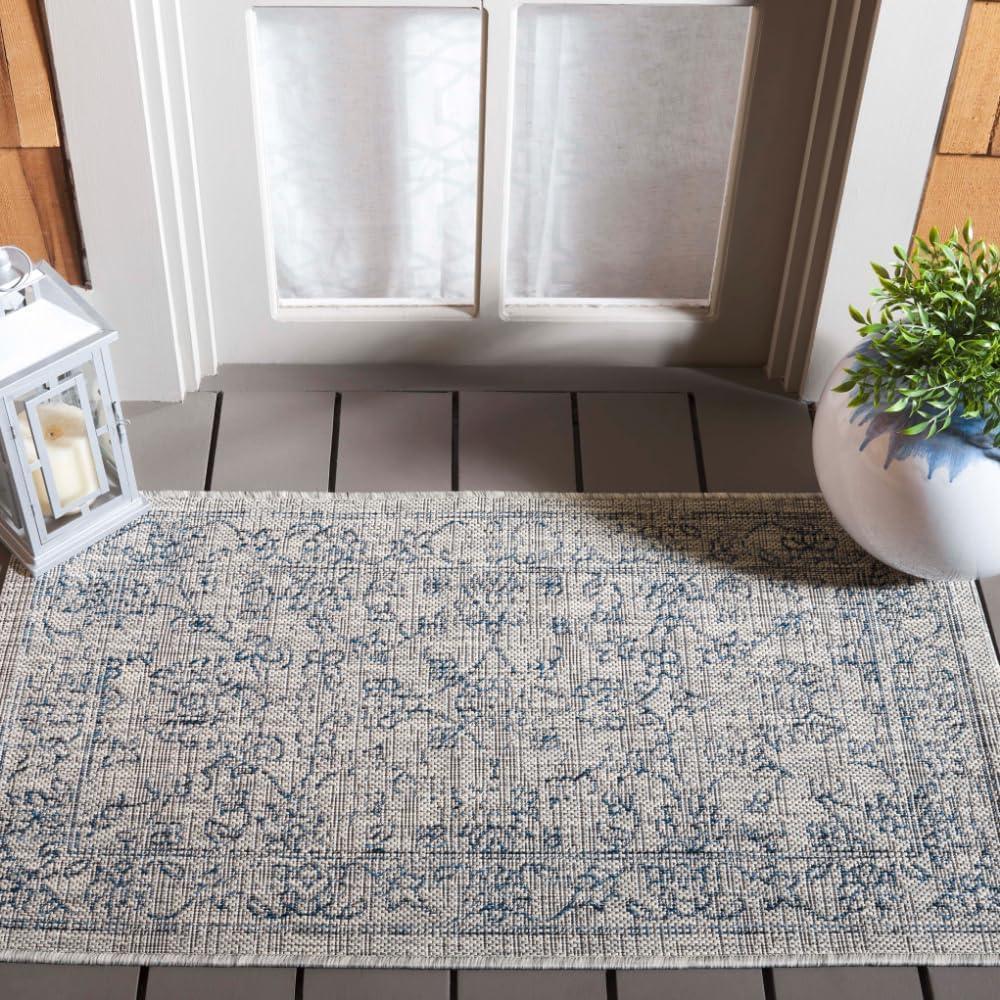 image:imageSAFAVIEH Washable Rug Outdoor Courtyard Collection  9 x 12 Aqua Blue amp Grey NonShedding amp Easy Cleaning Ideal for Patio Backyard Mudroom CY868037121GreyNavy
