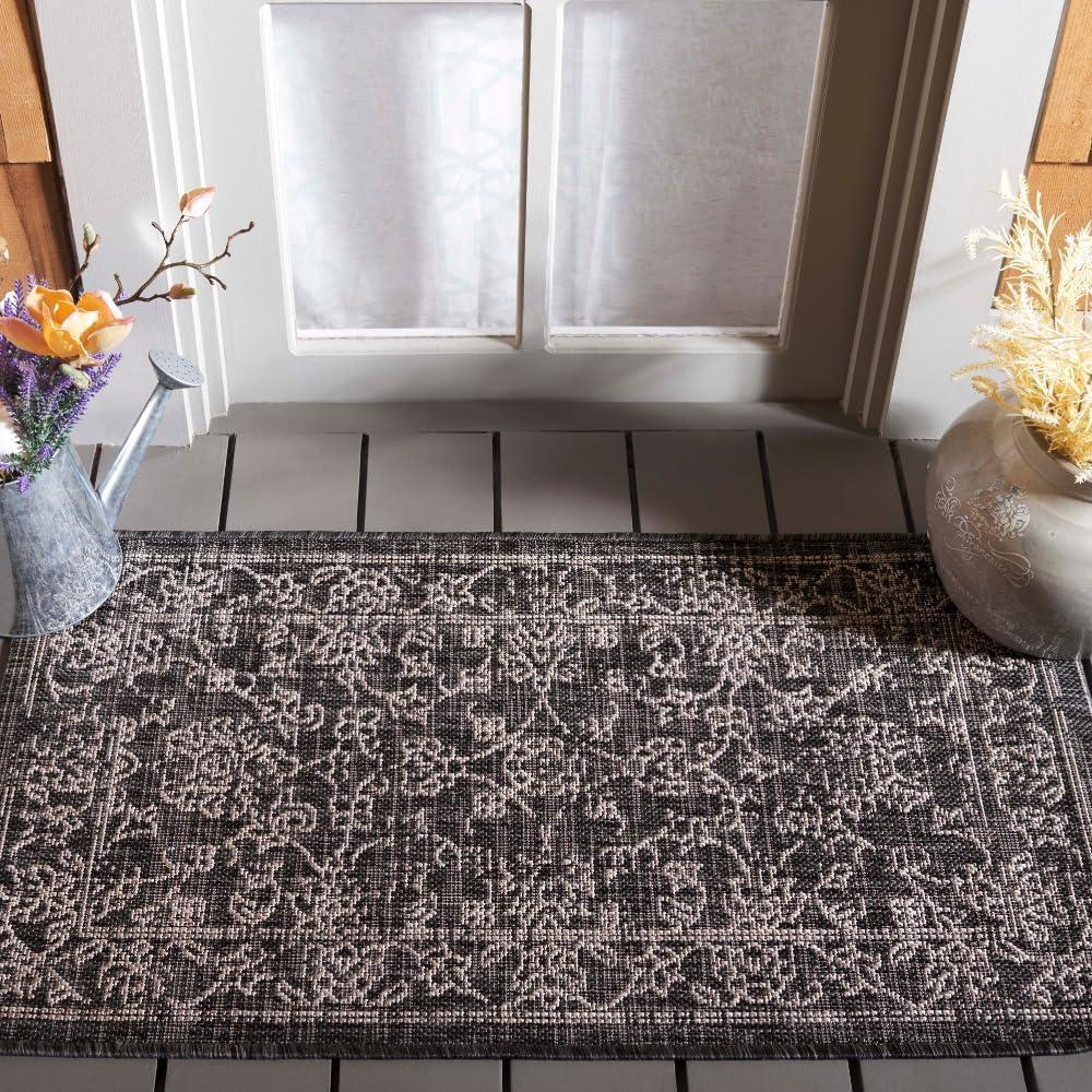 image:imageSAFAVIEH Washable Rug Outdoor Courtyard Collection 9 x 12 Aqua Blue amp Grey NonShedding amp Easy Cleaning Ideal for Patio Backyard Mudroom CY868037121BlackIvory
