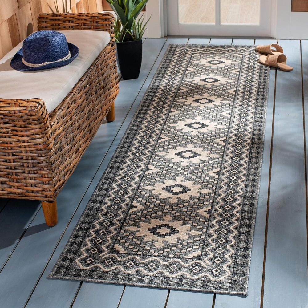 image:imageSAFAVIEH Washable Rug Outdoor Veranda Collection  9 x 12 Ivory amp Charcoal NonShedding amp Easy to Clean Ideal for Patio Backyard Mudroom VER0993435IvoryCharcoal