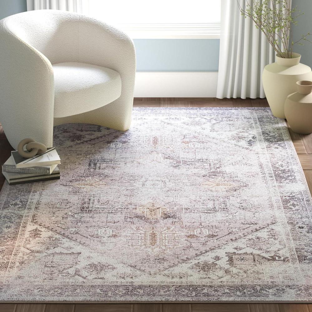 image:imageSAFAVIEH Washable Rug Tucson Collection 6 x 9 Dark Sage amp Ivory Slip Resistant amp Easy to Clean Ideal for Living Room Bedroom Dining Space TSN102FBeigeGrey