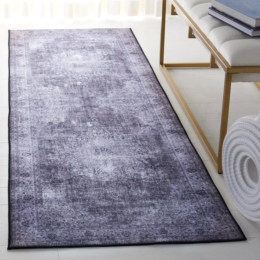 image:imageSAFAVIEH Washable Rug Tucson Collection 8 x 10 Black amp Grey Slip Resistant amp Easy to Clean Ideal for Living Room Bedroom Dining Space TSN190ZBlackGrey
