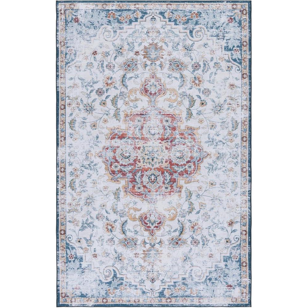 image:imageSAFAVIEH Washable Rug Tucson Collection  8 x 10 Grey amp Rust Slip Resistant amp Easy to Clean Ideal for Living Room Bedroom Dining Space TSN117FGreyRust