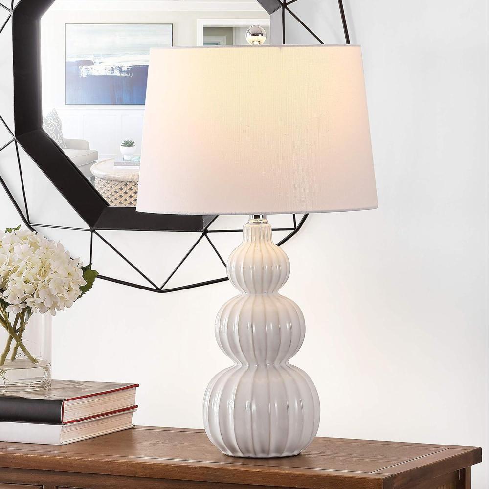 image:imageSafavieh Lighting Collection Corina White Triple Gourd Ceramic 26inch Bedroom Living Room Home Office Desk Nightstand Table Lamp LED Bulb IncludedWhite