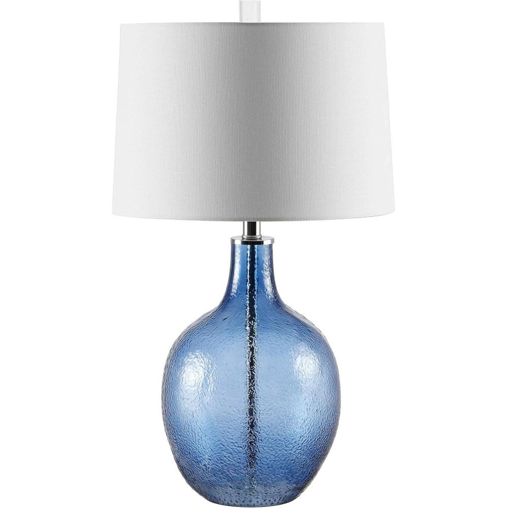 image:imageSafavieh Lighting Collection Nadine Blue Glass 26inch Bedroom Living Room Home Office Desk Nightstand Table Lamp LED Bulb IncludedBlue