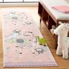 SAFAVIEH Carousel Kids Collection Area Rug – 5’3″ x 7’6″, Ivory, Animal Design, Non-Shedding & Easy Care, Ideal for High Traffic Areas for Boys & Girls in Playroom, Nursery, Bedroom (CRK120A)(Blush Pink)