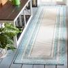 SAFAVIEH Courtyard Collection 8′ x 10′ Natural / Black CY8475 Indoor/ Outdoor Patio Backyard Mudroom Area Rug(Ivory/Aqua)