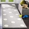 SAFAVIEH Kids Collection Area Rug – 5′ x 7′, Ivory & Black, Handmade Polka Dot Wool, Ideal for High Traffic Areas in Living Room, Bedroom (SFK904D)(Grey/Ivory)
