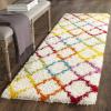 SAFAVIEH Kids Shag Collection Accent Rug – 4′ x 6′, Ivory & Multi, Rainbow Trellis Design, Non-Shedding & Easy Care, 2-inch Thick Ideal for High Traffic Areas in Foyer, Living Room, Bedroom (SGK569A)(Ivory/Multi)