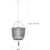 SAFAVIEH Lighting Collection – Angie Boho Farmhouse Cream 3-Light Beaded Adjustable Hanging Pendant Chandelier with Tassel, LED Bulbs Included (LIT4476A)(Gray)