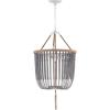 SAFAVIEH Lighting Collection – Angie Boho Farmhouse Cream 3-Light Beaded Adjustable Hanging Pendant Chandelier with Tassel, LED Bulbs Included (LIT4476A)(Gray)