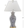SAFAVIEH Lighting Collection – Beijing Floral Set of 2 Blue & White Ceramic Table Lamps with Antique Gold Accents, 29-Inch Chinoiserie Lamps, LED Bulbs Included (LIT4172A-SET2)