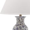 SAFAVIEH Lighting Collection – Beijing Floral Set of 2 Blue & White Ceramic Table Lamps with Antique Gold Accents, 29-Inch Chinoiserie Lamps, LED Bulbs Included (LIT4172A-SET2)