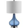 SAFAVIEH Lighting Collection – Brooks Modern Clear Glass 24-Inch Table Lamp, LED Bulb Included, Bedroom Living Room Home Office Nightstand Desk (TBL4254C)(Blue)