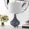 SAFAVIEH Lighting Collection – Brooks Modern Clear Glass 24-Inch Table Lamp, LED Bulb Included, Bedroom Living Room Home Office Nightstand Desk (TBL4254C)(Blue)